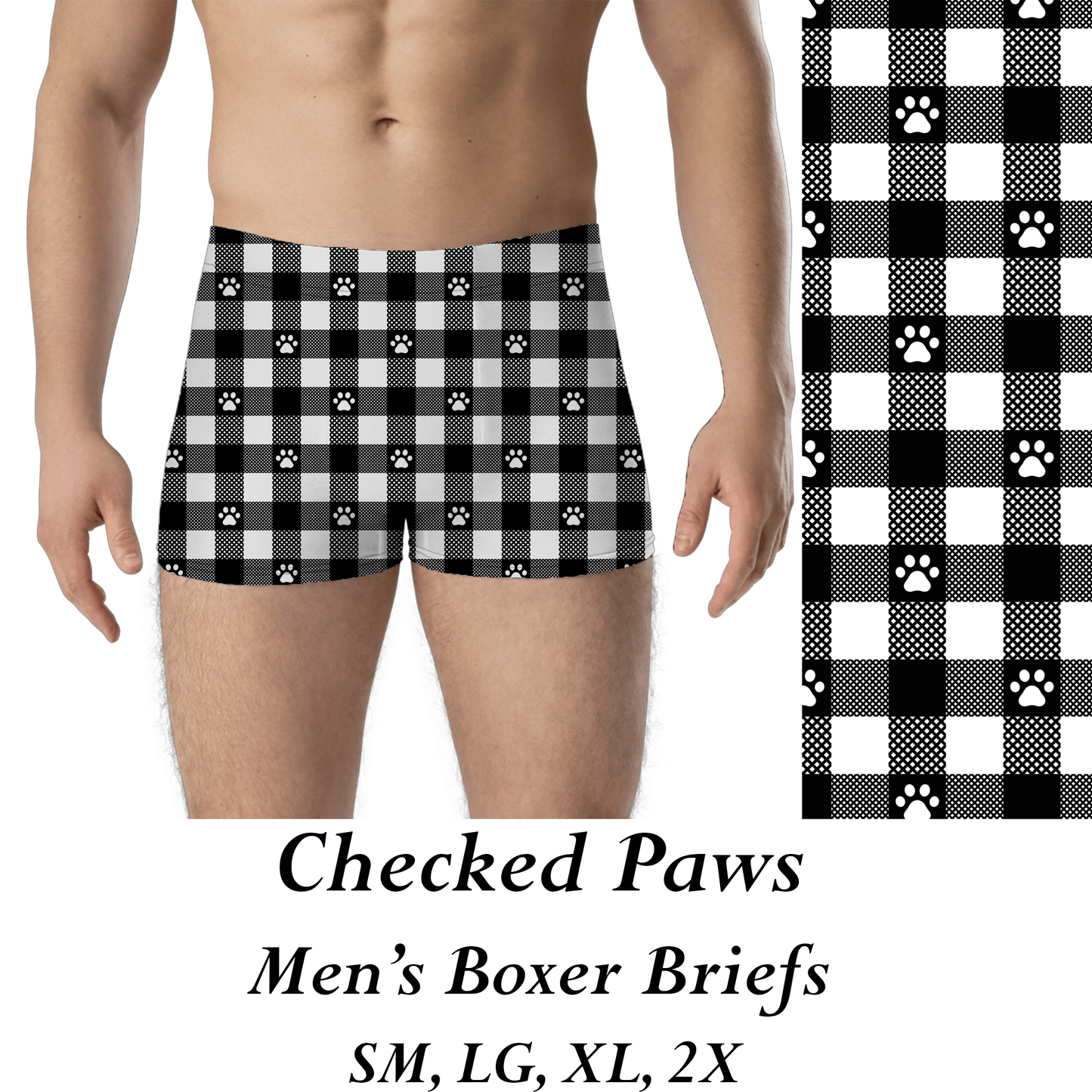 CHECKED PAWS - MENS BOXER BRIEFS - PREORDER CLOSES 8/31