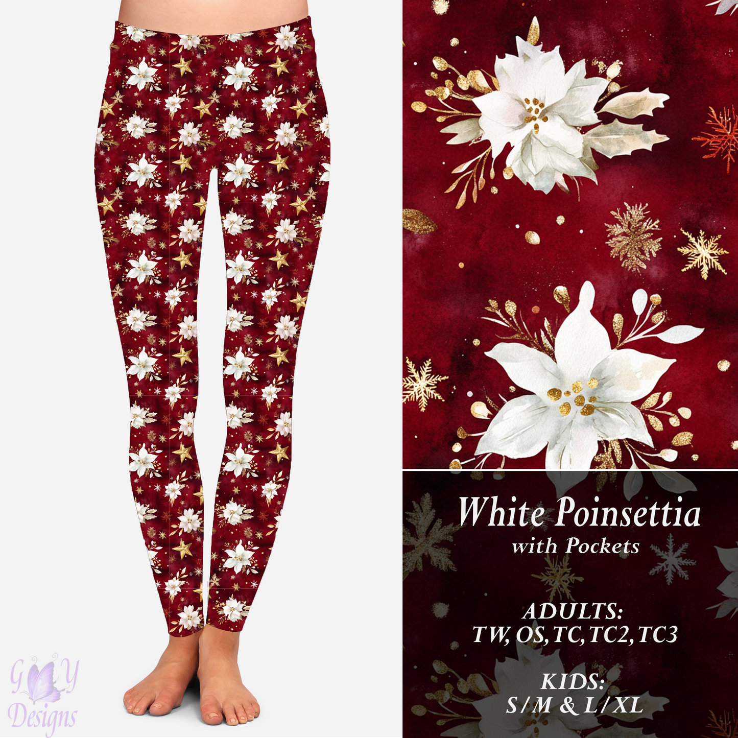 WHITE POINSETTIA LEGGINGS Preorder Closes 9/8
