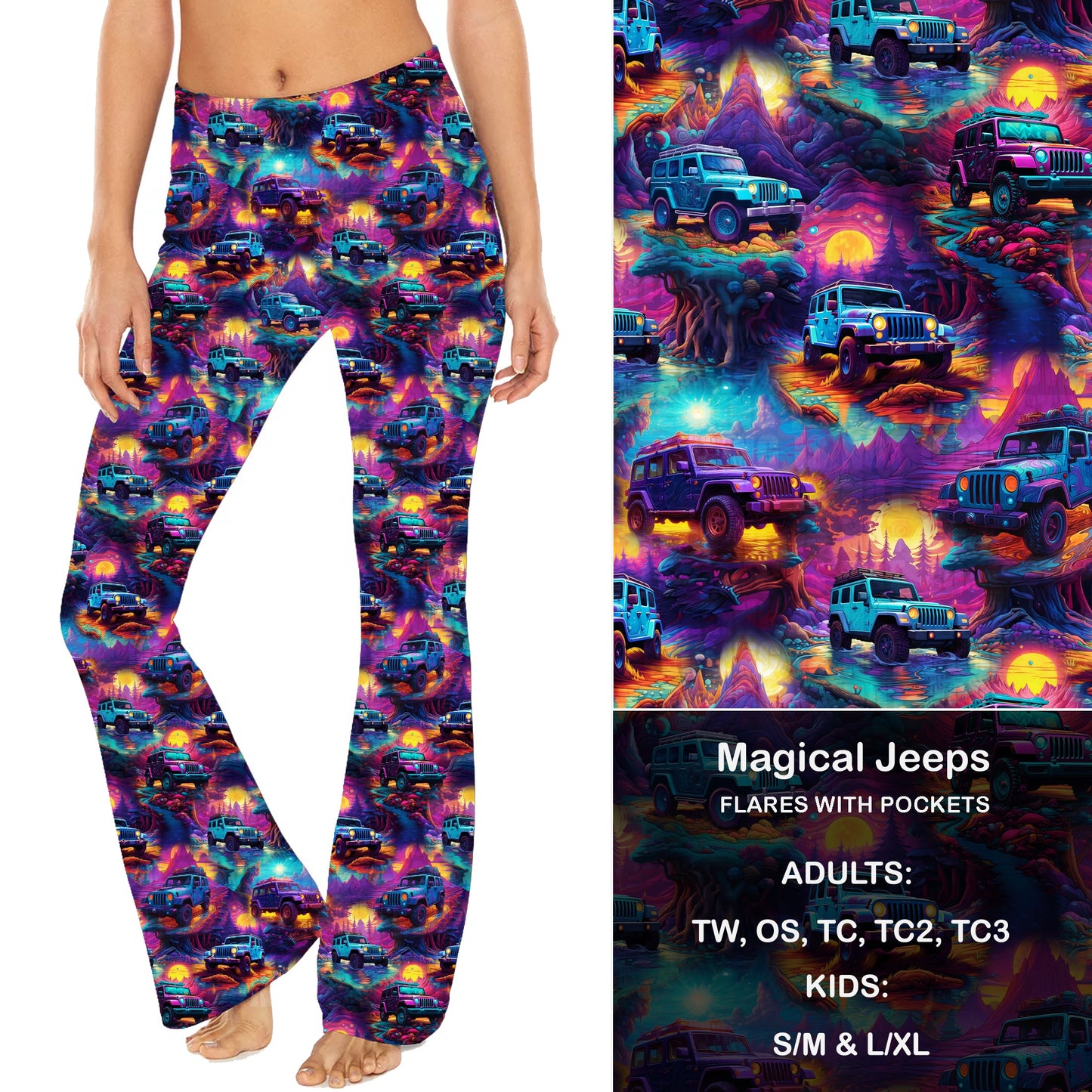 Majestical Jeep - Yoga Flares with Pockets