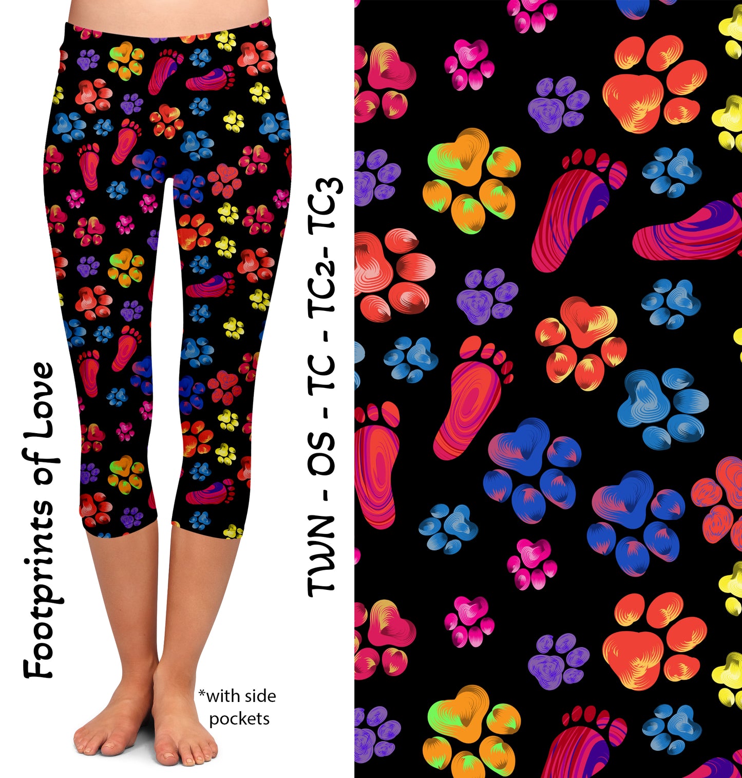 Foot Prints of Love Leggings & Capris with Pockets