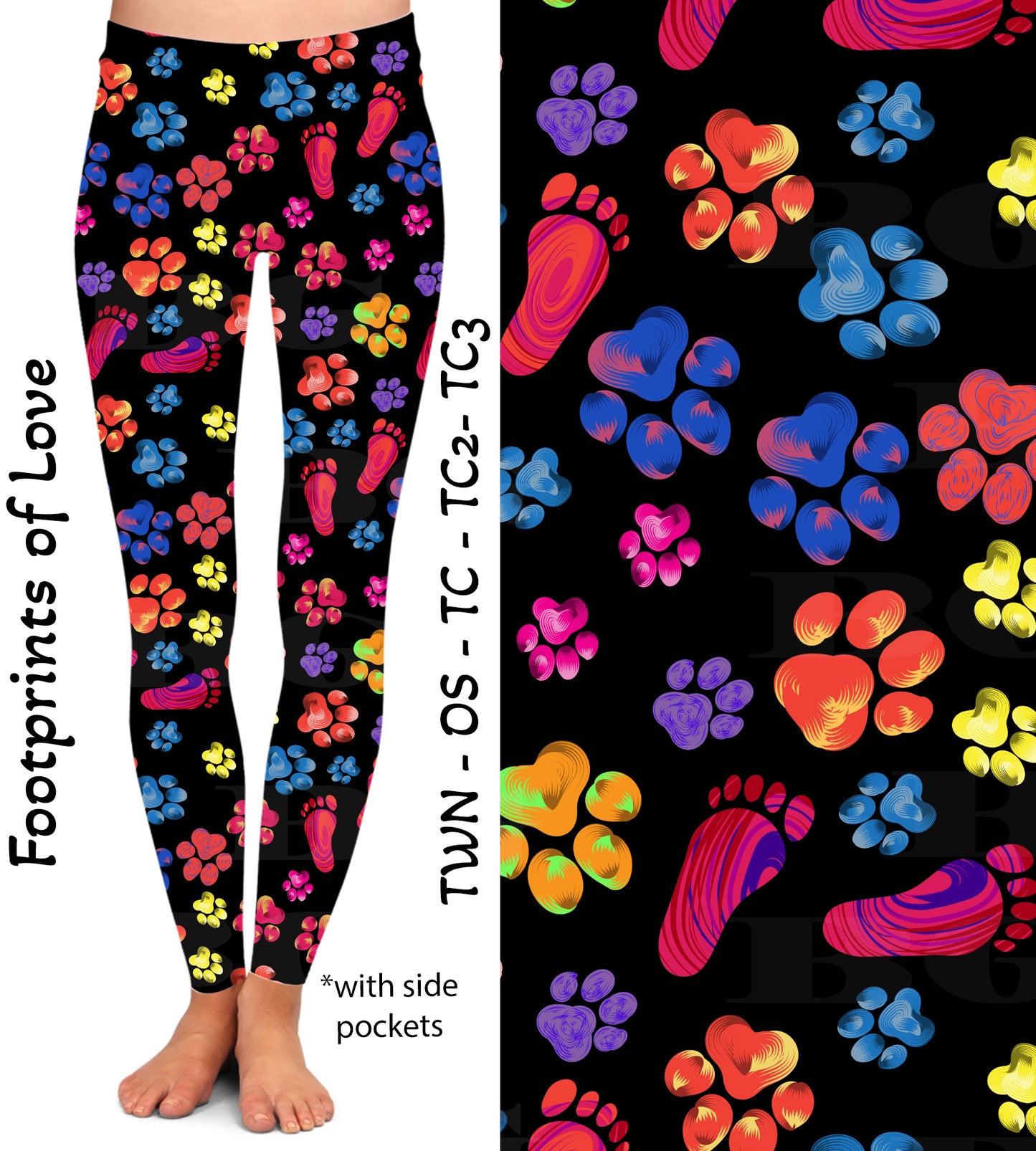 Foot Prints of Love Leggings & Capris with Pockets