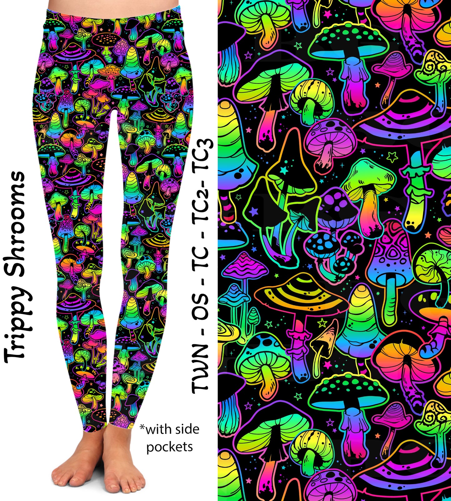 Trippy Schrooms Leggings & Capris with Pockets