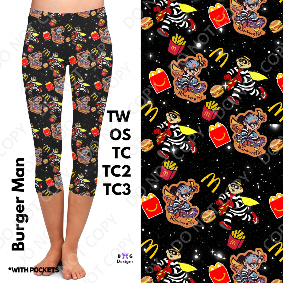 Burger Man - Capri Legging with Pockets