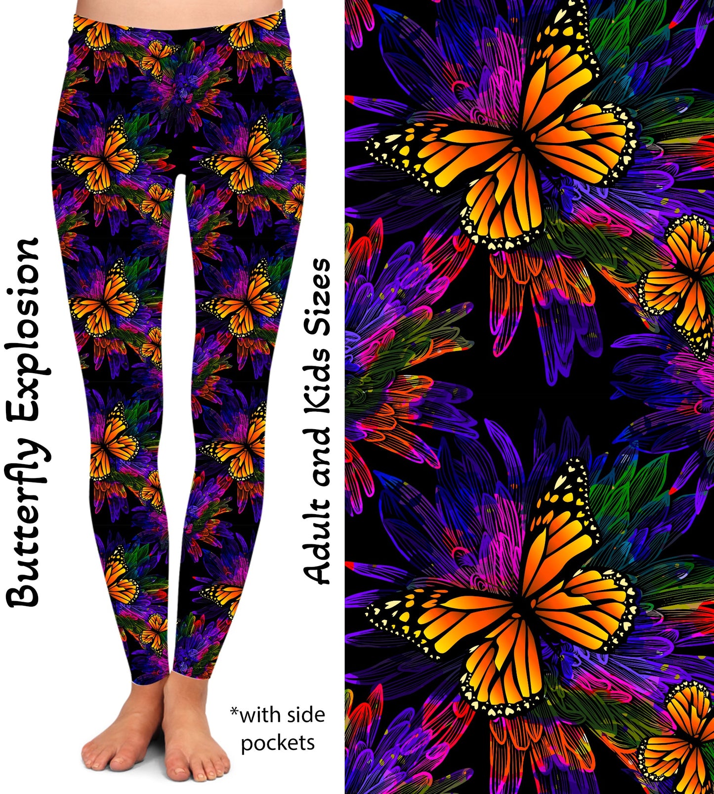 Butterfly Explosion Leggings & Capris with Pockets