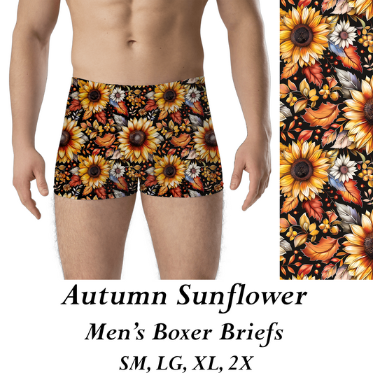 AUTUMN SUNFLOWER - MENS BOXER BRIEFS  - PREORDER CLOSES 8/31