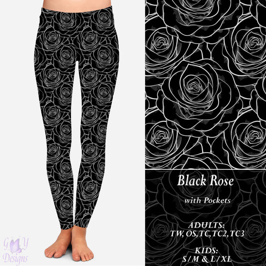 Black Rose Leggings with Pockets Preorder Closes 11/13 ETA 6-8 weeks