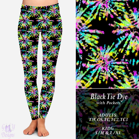 Black Tie Dye Leggings with Pockets Preorder Closes 11/8 ETA 6-8 weeks