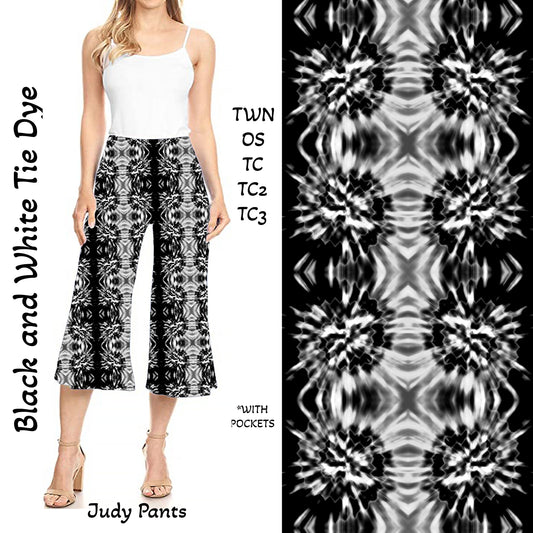 Black and White Tie Dye Judy Pants with Pockets