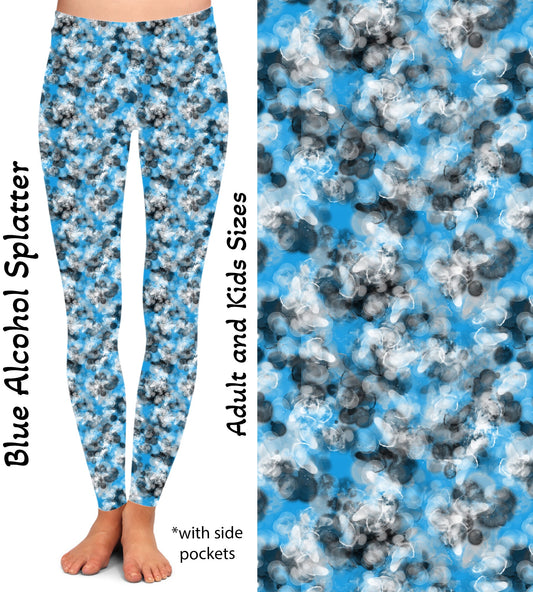 Blue Alcohol Splatter Leggings with Pockets