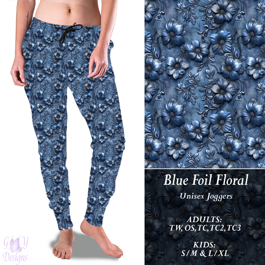 Blue Foil Floral Full Joggers Preorder Closes 11/8 ETA 6-8 weeks