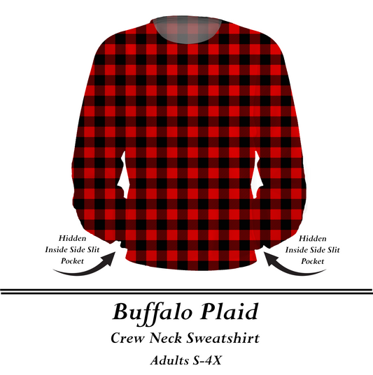 BUFFALO PLAID  - Crew Sweatshirt w/Pockets - Preorder Closes  8/31