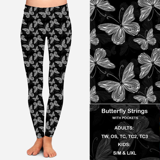 B W Butterfly Strings Leggings & Capris with Pockets