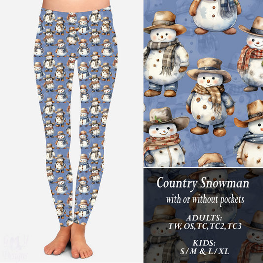 COUNTRY SNOWMAN LEGGINGS Preorder Closes 9/15