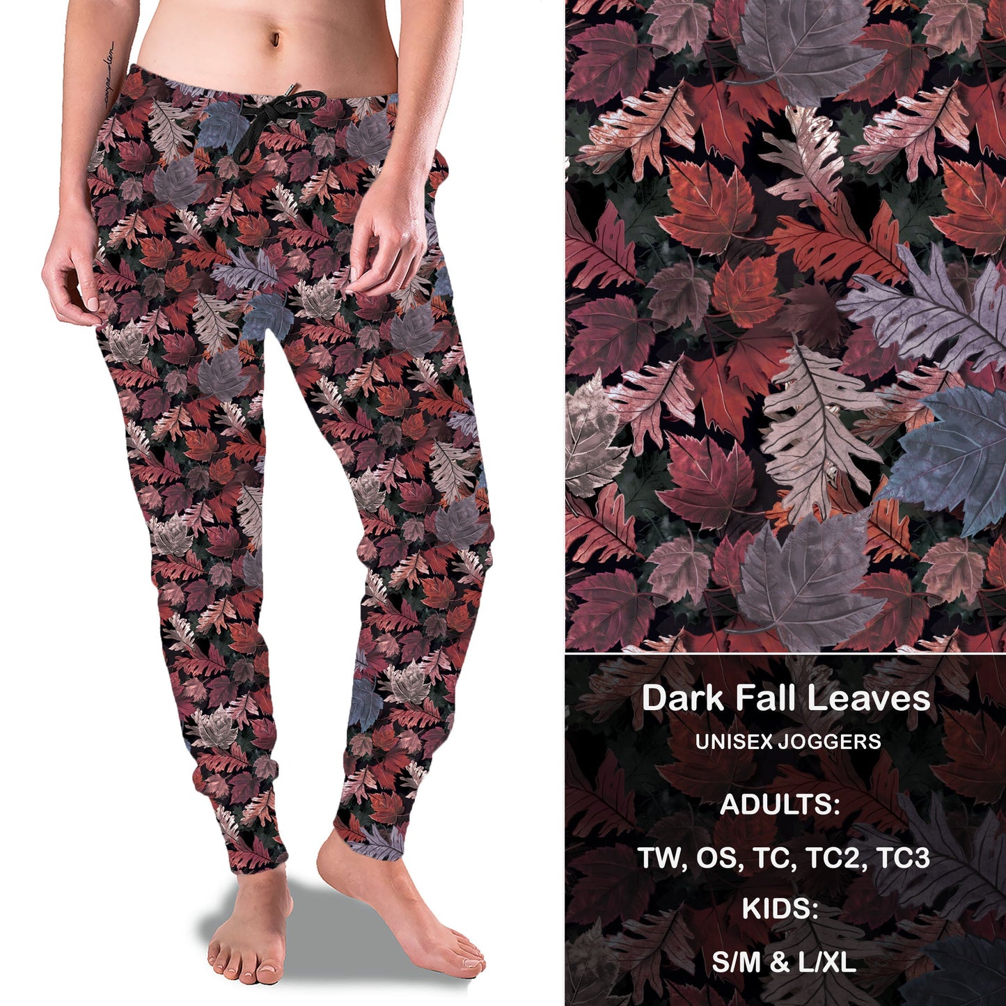 Dark Fall Leaves - Full Joggers