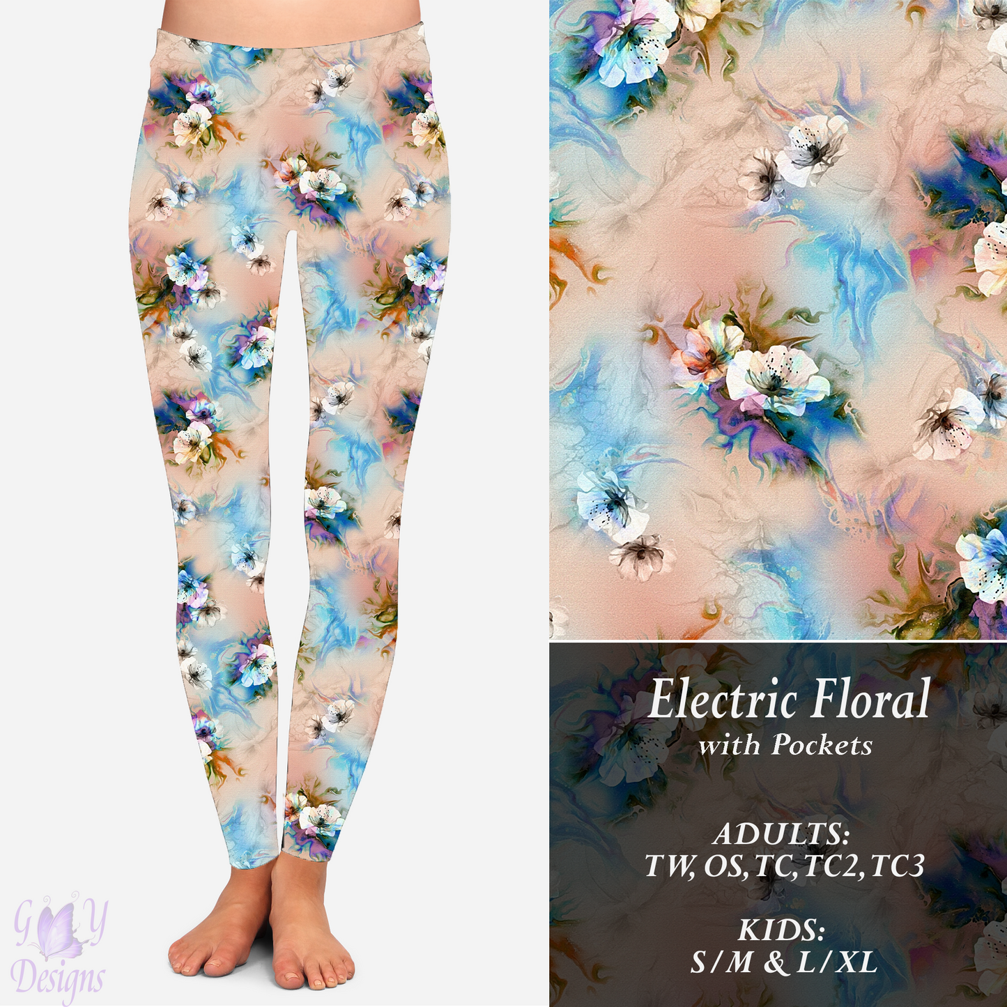 Electric Floral Leggings with Pockets Preorder Closes 11/8 ETA 6-8 weeks