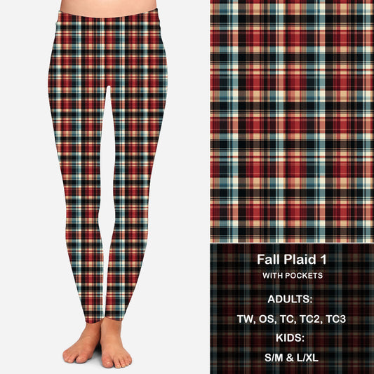 Fall Plaid 1 - Leggings with Pockets