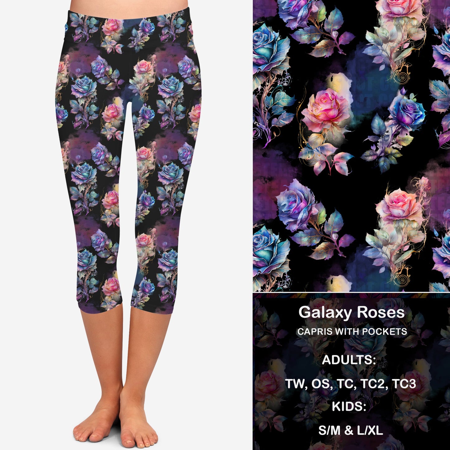 Galaxy Roses Leggings & Capris with Pockets