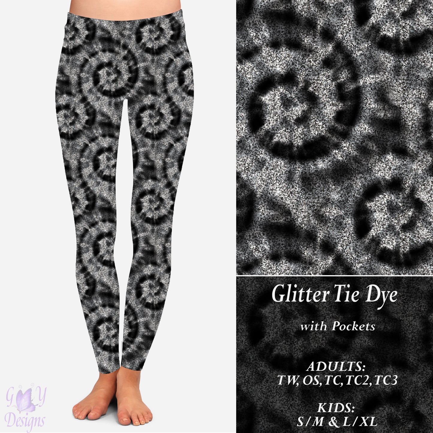 Glitter Tie Dye Leggings with Pockets Preorder Closes 11/13 ETA 6-8 weeks