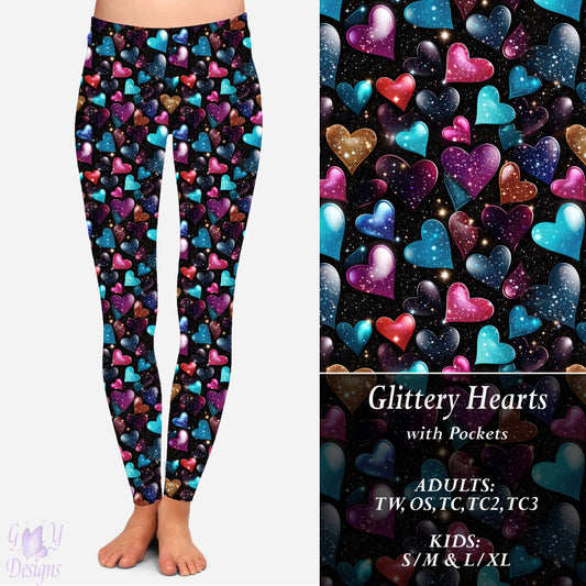 Glittery Hearts Leggings with Pockets Preorder Closes 11/8 ETA 6-8 weeks