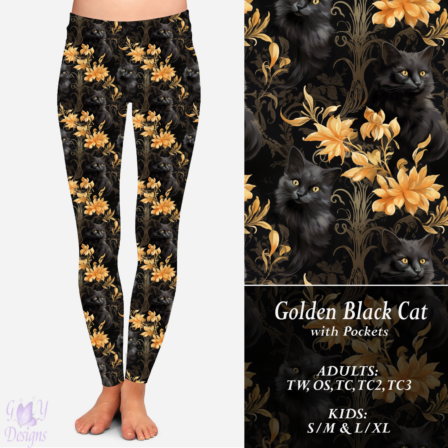 Golden Black Cat Leggings with Pockets Preorder Closes 11/8 ETA 6-8 weeks