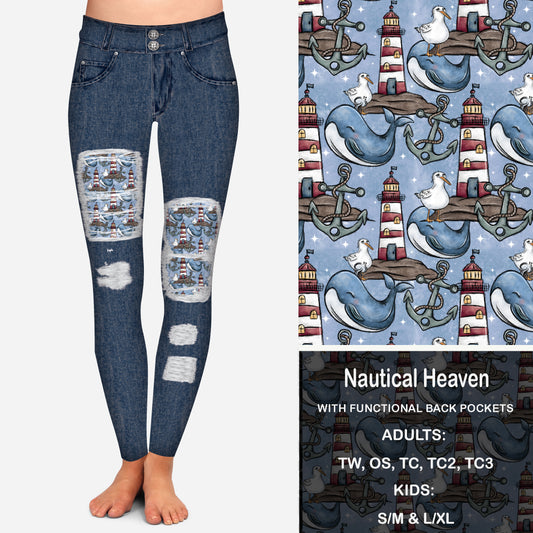 Nautical Heaven Peekaboo Leggings with Pockets