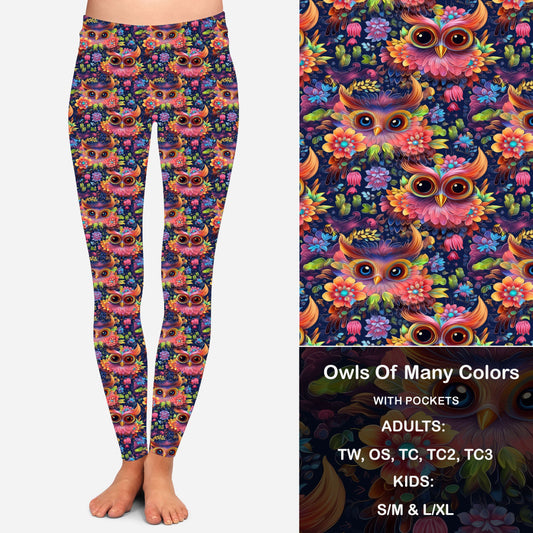 Owl of Many Colors Leggings with Pockets