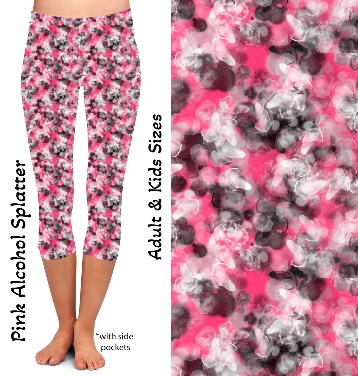 Pink Alcohol Splatter Capris with Pockets