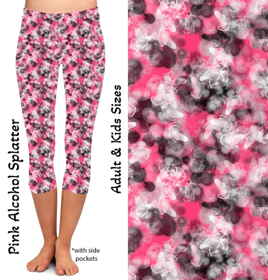 Pink Alcohol Splatter Capris with Pockets