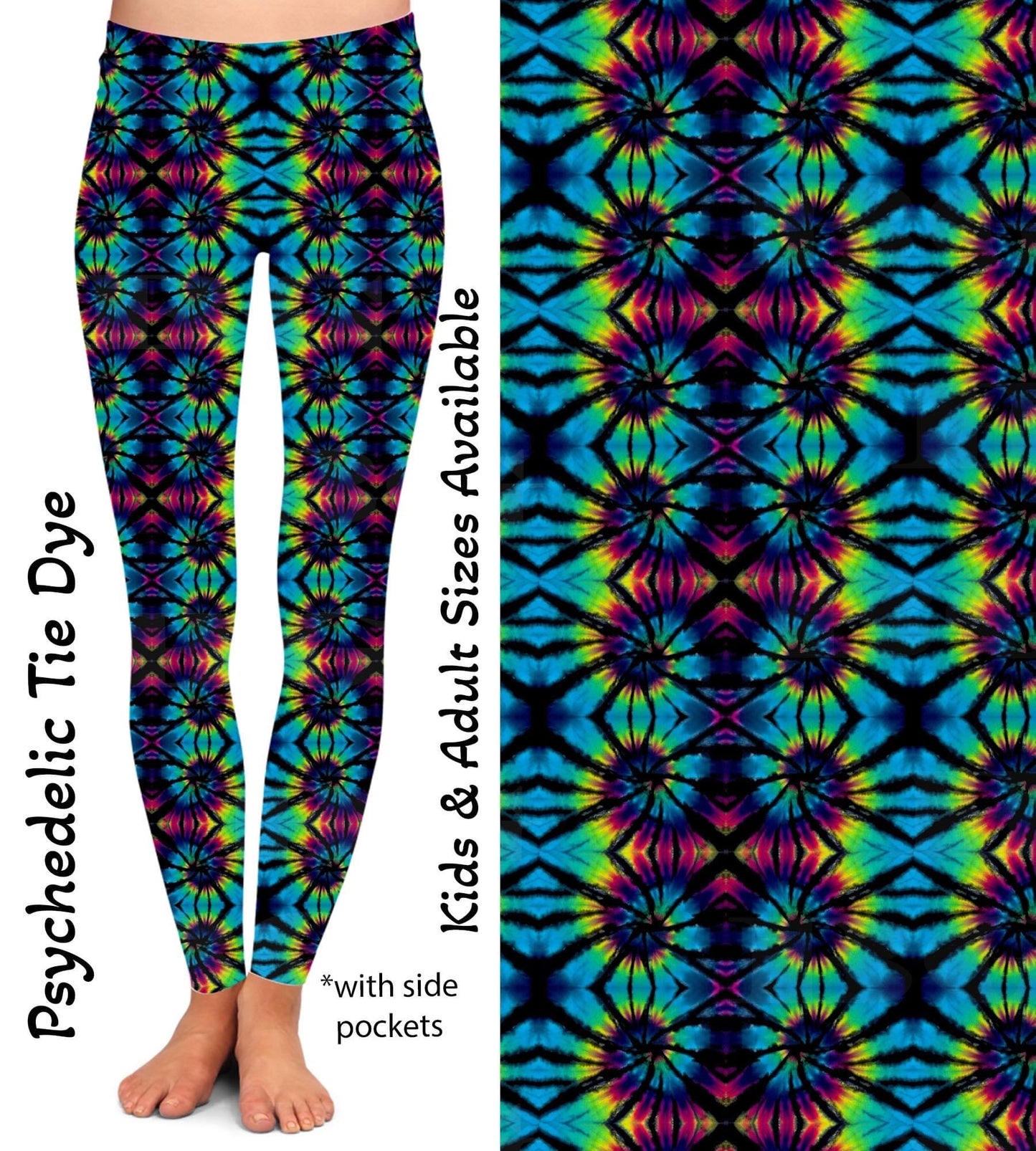 Psychedelic Tie Dye Leggings with Pockets