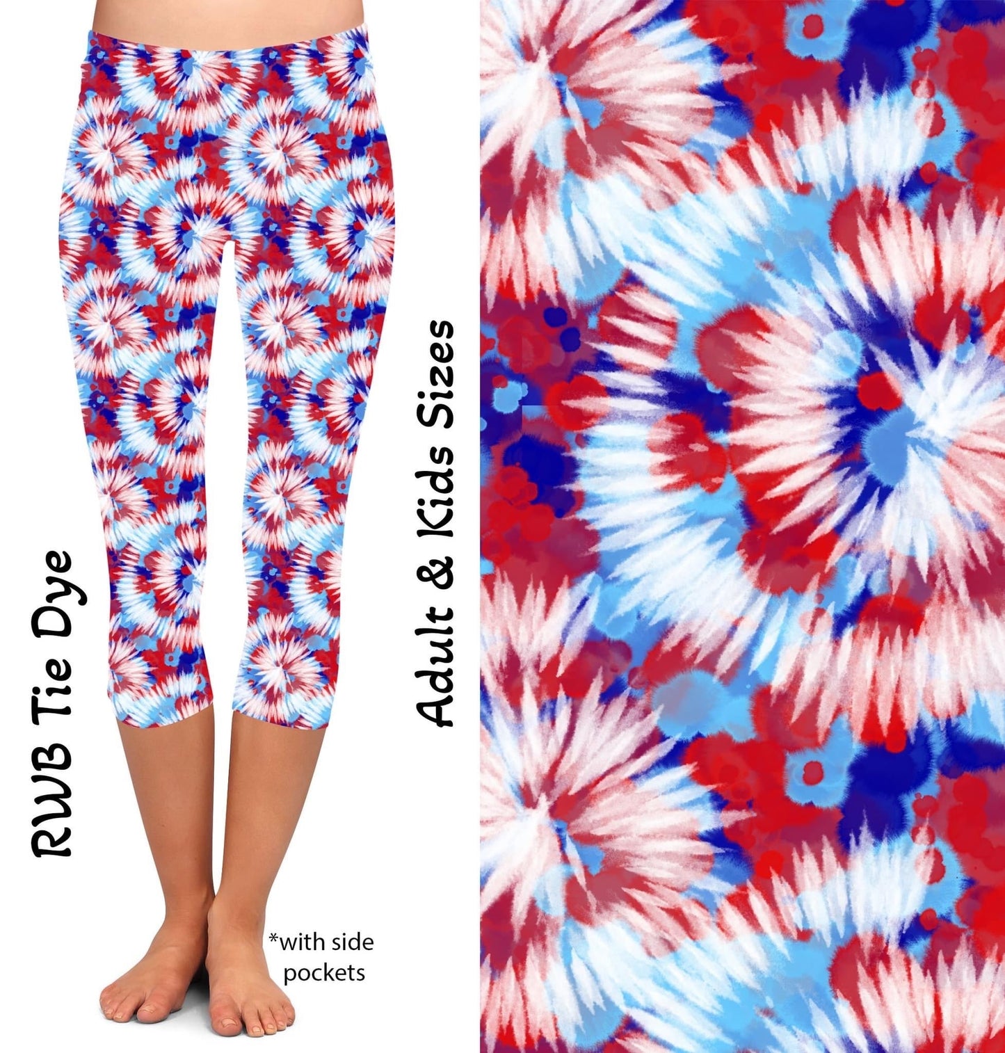 RWB Tie Dye Capris with Pockets