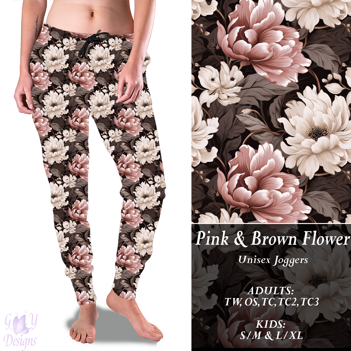 Pink & Brown Flower Full Joggers Preorder Closes 11/8 ETA 6-8 weeks