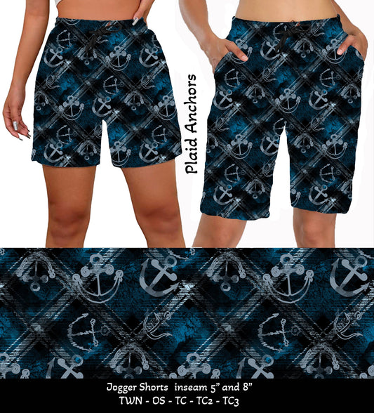 Plaid Anchors Jogger Shorts