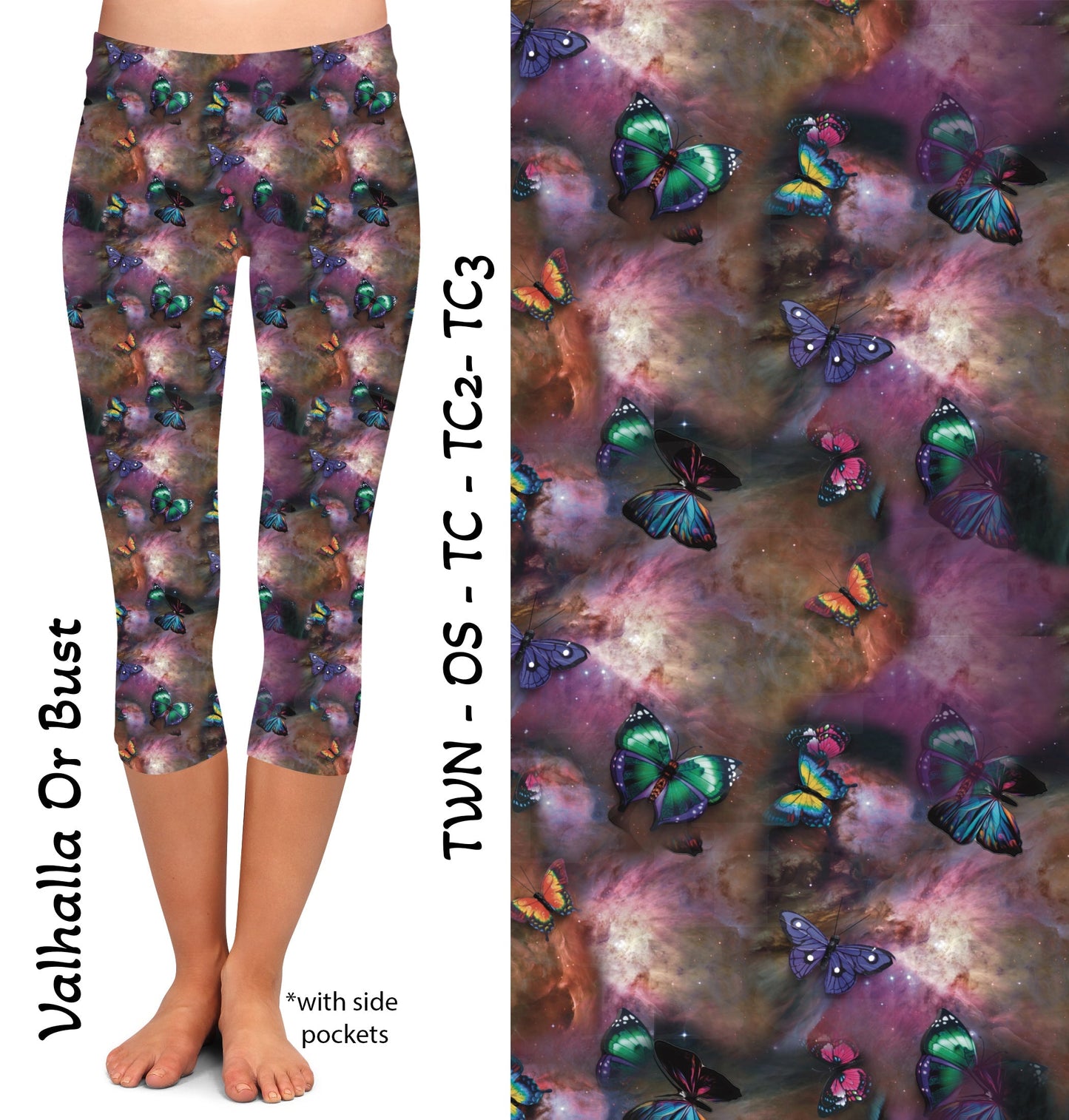 Psychedelic Butterfly Capris with Pockets