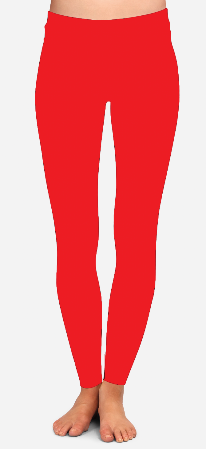 Solid Red Full Leggings with Pockets