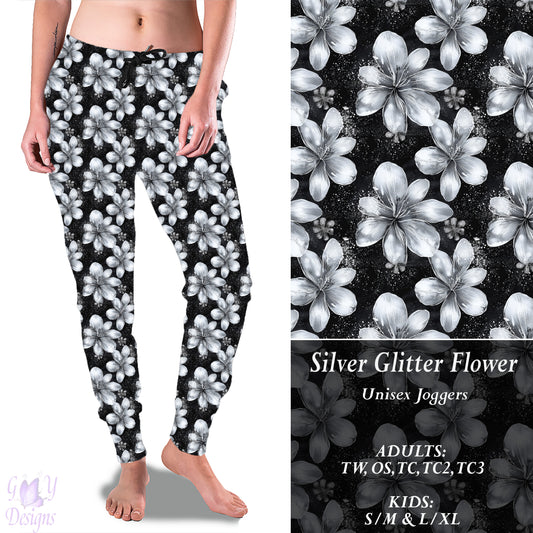 Silver Glitter Flower Full Joggers Preorder Closes 11/13 ETA 6-8 weeks