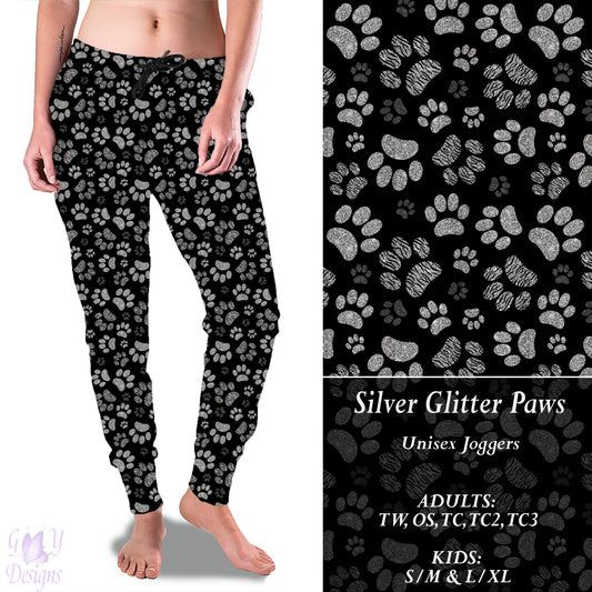 Silver Glitter Paws Full Joggers Preorder Closes 11/13 ETA 6-8 weeks