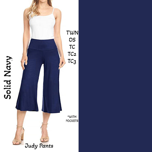 Solid Navy Judy Pants with Pockets