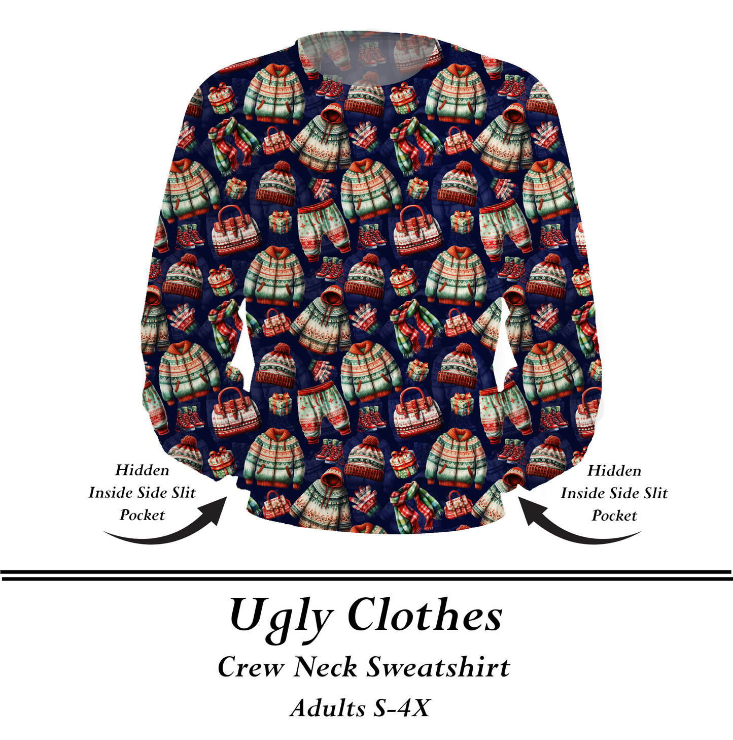 UGLY CLOTHES  - Crew Sweatshirt w/Pockets - Preorder Closes  8/31