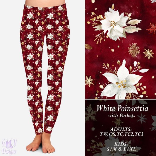 WHITE POINSETTIA LEGGINGS Preorder Closes 9/8