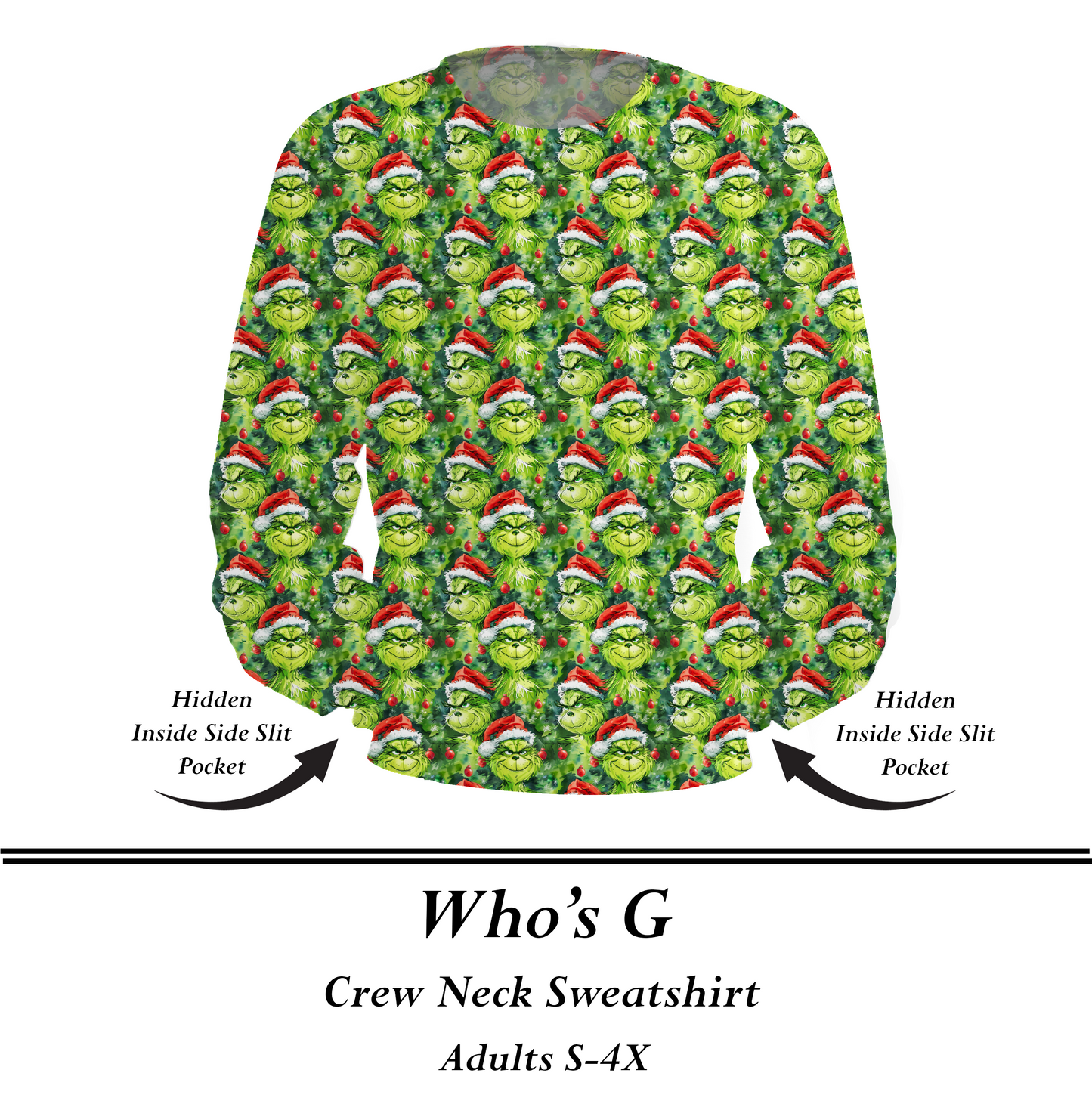 WHOS G  - Crew Sweatshirt w/Pockets - Preorder Closes  8/31