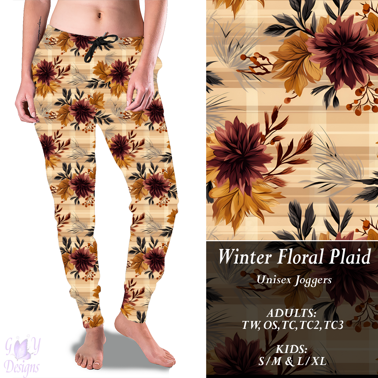 Winter Floral Plaid Full Joggers Preorder Closes 11/8 ETA 6-8 weeks