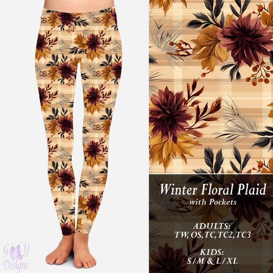 Winter Floral Plaid Leggings with Pockets Preorder Closes 11/8 ETA 6-8 weeks