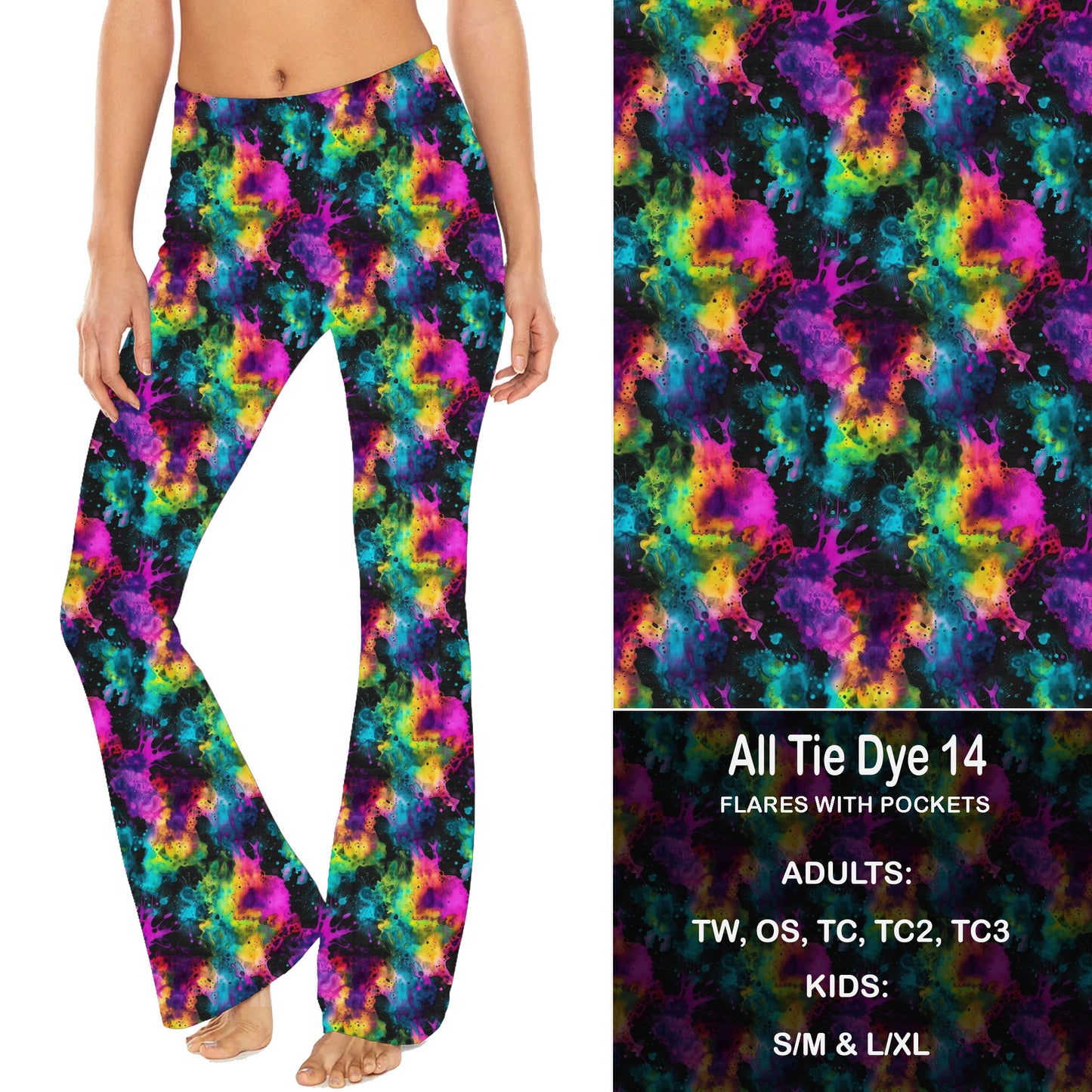 All Tie Dye 14 - Yoga Flares with Pockets