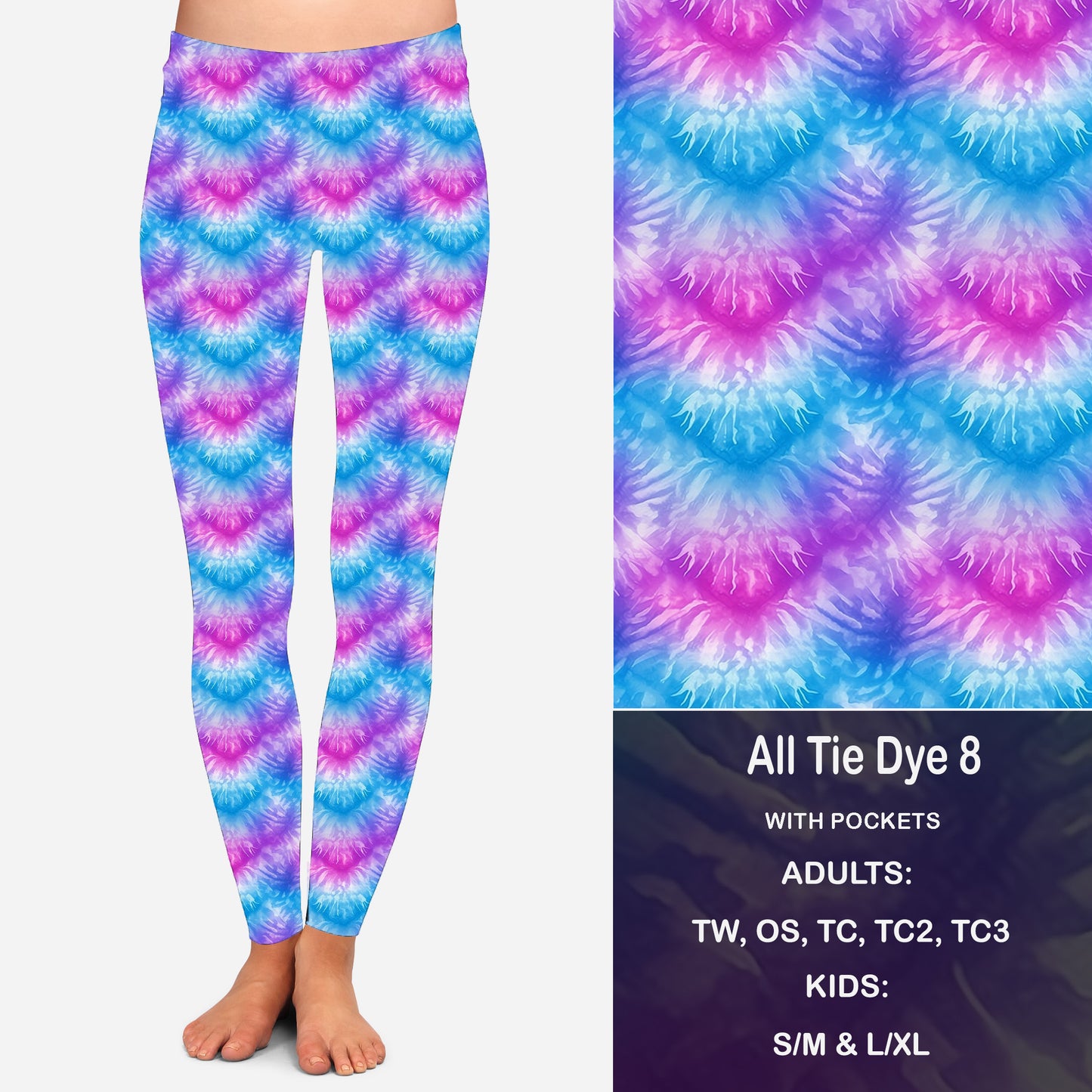 All Tie Dye 8 Leggings with Pockets