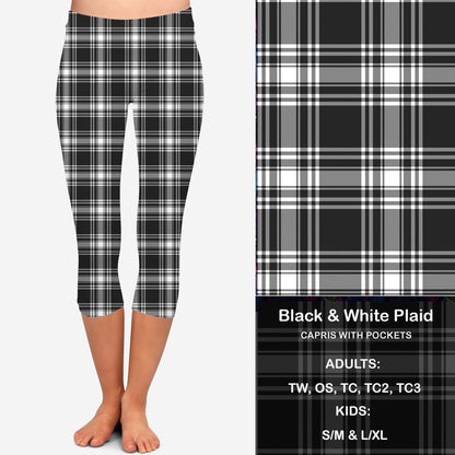 B W Plaid Leggings & Capris with Pockets