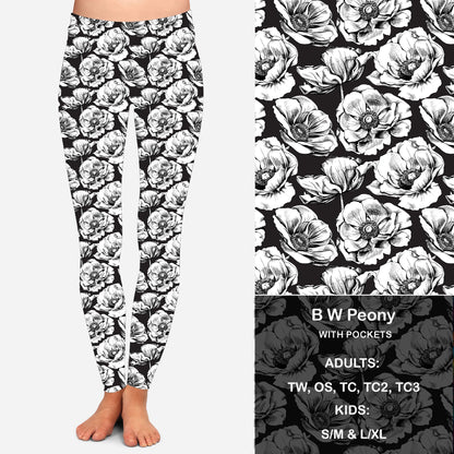 B W Peony Leggings with Pockets