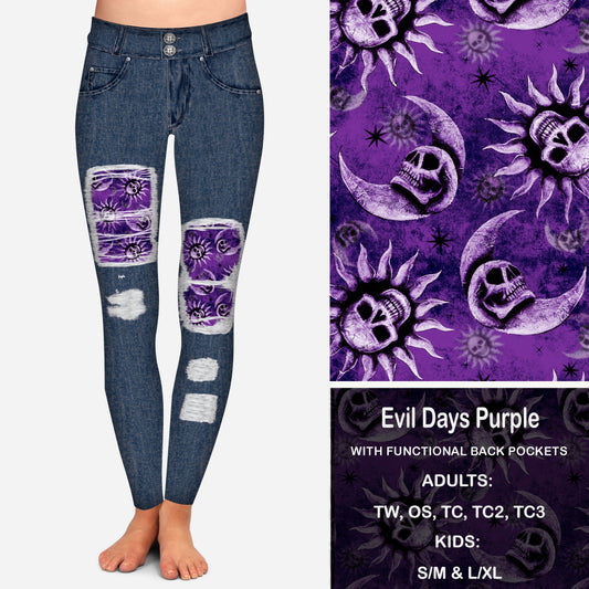 Evil Days Purple Peekaboo Leggings with Pockets