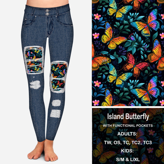 Island Butterfly Peekaboo Leggings with Pockets