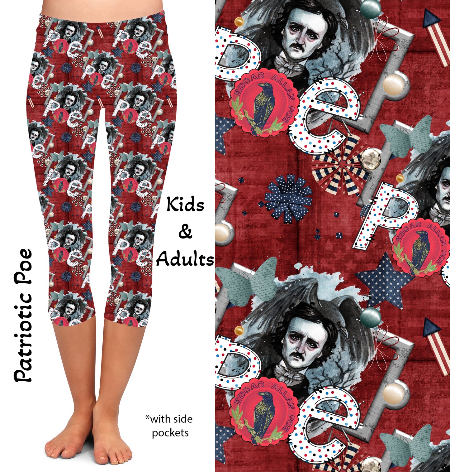 Patriotic Poe - Capri Legging with Pockets