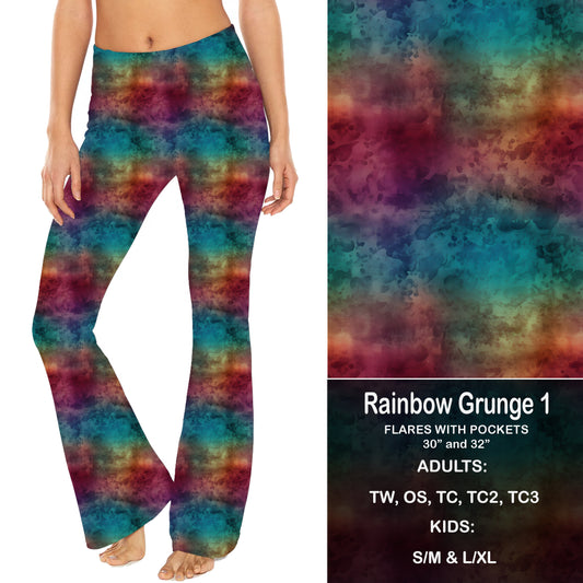 Rainbow Grunge 1 - Yoga Flares with Pockets